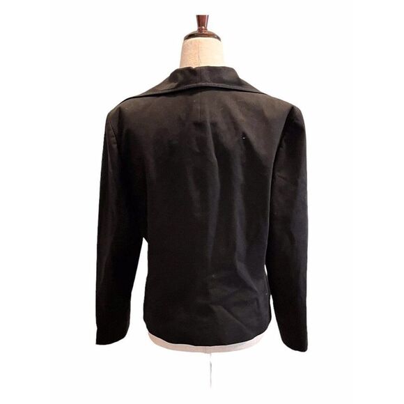 Doncaster Womens 10 Black Zippered Jacket Pockets Lined Long Sleeve Wide Lapels - Picture 4 of 8